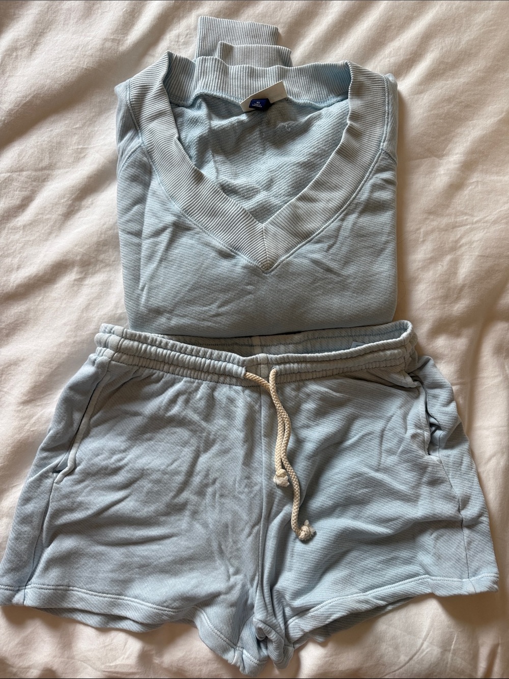 Universal Thread Light Blue Waffle-Knit Lounge Shorts Set